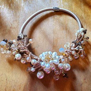 Pearl & Crystal Choker - Magnetic Closure